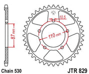 JT Sprockets Rear Steel Sprocket 47 Tooth 47T 530 Chain For Suzuki Bandit 600 GSF600S T,V,W,X,Y 1995-1999 JTR829.47