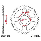JT Sprockets Rear Steel Sprocket 52 Tooth 52T 420 Chain JTR832.52