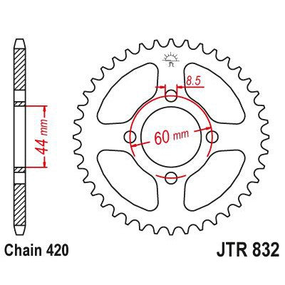 JT Sprockets Rear Steel Sprocket 52 Tooth 52T 420 Chain JTR832.52