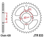 JT Sprockets Rear Steel Sprocket 49 Tooth 49T 428 Chain JTR833.49