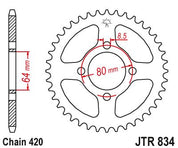 JT Sprockets Rear Steel Sprocket 36 Tooth 36T 420 Chain For Yamaha V70 1976 JTR834.36