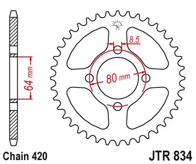 JT Sprockets Rear Steel Sprocket 36 Tooth 36T 420 Chain For Yamaha V70 1976 JTR834.36