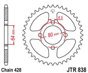 JT Sprockets Rear Steel Sprocket 36 Tooth 36T 428 Chain JTR838.36