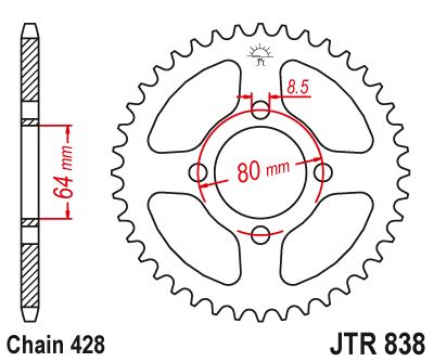 JT Sprockets Rear Steel Sprocket 36 Tooth 36T 428 Chain JTR838.36