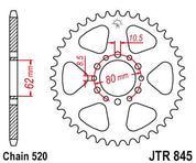 JT Sprockets Rear Steel Sprocket 40 Tooth 40T 520 Chain JTR845.40