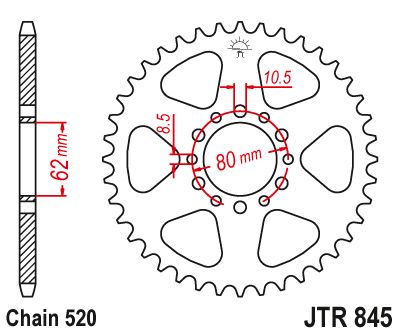 JT Sprockets Rear Steel Sprocket 40 Tooth 40T 520 Chain JTR845.40