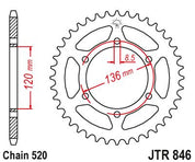 JT Sprockets Rear Steel Sprocket 40 Tooth 40T 520 Chain For Yamaha RZ250 L,FN,FS,T,W 1984-1991 JTR846.40