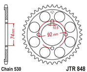 JT Sprockets Rear Steel Sprocket 39 Tooth 39T 530 Chain For Yamaha RD350 LC 1980-1982 JTR848.39