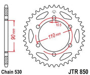 JT Sprockets Rear Steel Sprocket 33 Tooth 33T 530 Chain JTR850.33