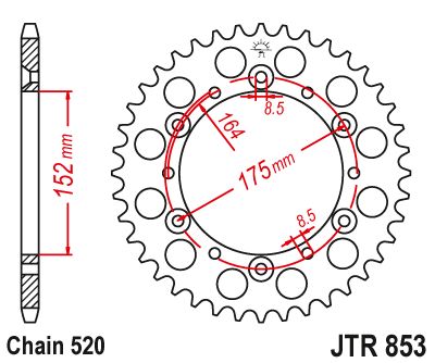 JT Sprockets Rear Steel Sprocket 48 Tooth 48T 520 Chain For Yamaha YZ250F 1979 JTR853.48