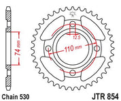 JT Sprockets Rear Steel Sprocket 39 Tooth 39T 530 Chain For Yamaha XS400 E,F,2F 1978-1979 JTR854.39
