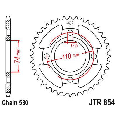 JT Sprockets Rear Steel Sprocket 39 Tooth 39T 530 Chain JTR854.39