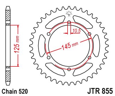 JT Sprockets Rear Steel Sprocket 46 Tooth 46T 520 Chain JTR855.46