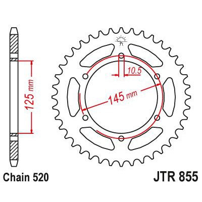 JT Sprockets Rear Steel Sprocket 47 Tooth 47T 520 Chain JTR855.47