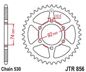 JT Sprockets Rear Steel Sprocket 44 Tooth 44T 530 Chain JTR856.44