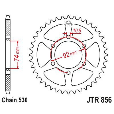 JT Sprockets Rear Steel Sprocket 46 Tooth 46T 530 Chain JTR856.46