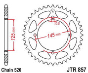 JT Sprockets Rear Steel Sprocket 41 Tooth 41T 520 Chain JTR857.41