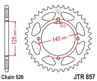 JT Sprockets Rear Steel Sprocket 41 Tooth 41T 520 Chain JTR857.41