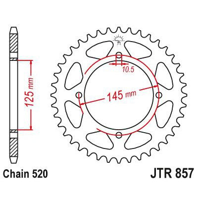 JT Sprockets Rear Steel Sprocket 43 Tooth 43T 520 Chain JTR857.43