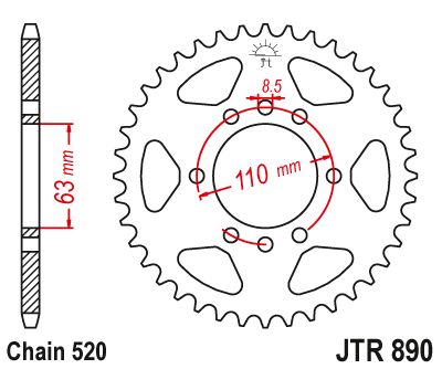 JT Sprockets Front Steel Sprocket 45 Tooth 45T 520 Chain JTR890.45zbk