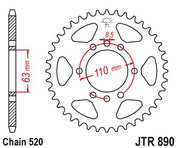 JT Sprockets Front Steel Sprocket 42 Tooth 42T 520 Chain JTR890.42zbk