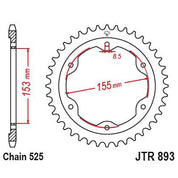 JT Sprockets Front Steel Sprocket 38 Tooth 38T 525 Chain JTR893.38zbk