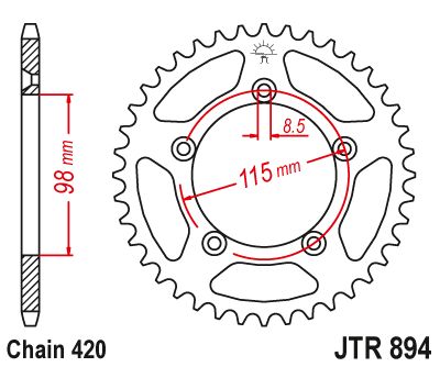 JT Sprockets Rear Steel Sprocket 48 Tooth 48T 420 Chain For KTM 65 SX 2012-2024 JTR894.48
