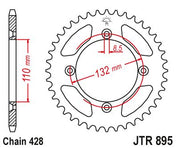 JT Sprockets Rear Steel Sprocket 46 Tooth 46T 428 Chain JTR895.46