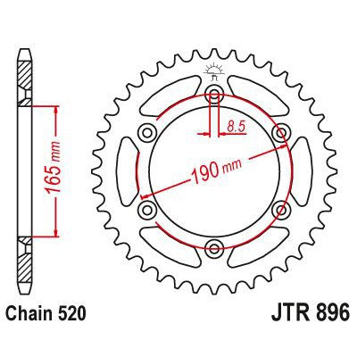 JT Sprockets Rear Steel Sprocket 50 Tooth 50T 520 Chain JTR896.50