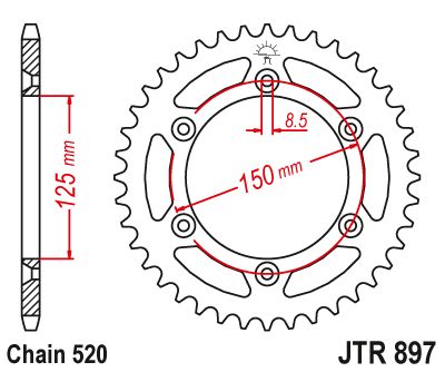 JT Sprockets Rear Steel Sprocket 38 Tooth 38T 520 Chain JTR897.38