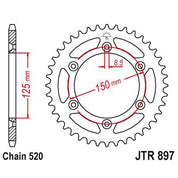 JT Sprockets Rear Steel Sprocket 44 Tooth 44T 520 Chain JTR897.44