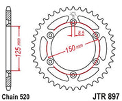 JT Sprockets Rear Steel Sprocket SC 40 Tooth 40T 520 Chain For Husaberg FS650E 2003-2008 JTR897.40SC