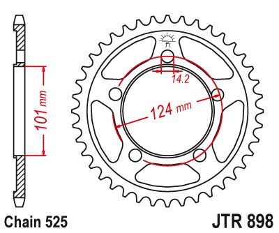 JT Sprockets Rear Steel Sprocket 37 Tooth 37T 525 Chain JTR898.37