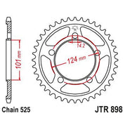 JT Sprockets Rear Steel Sprocket 38 Tooth 38T 525 Chain JTR898.38