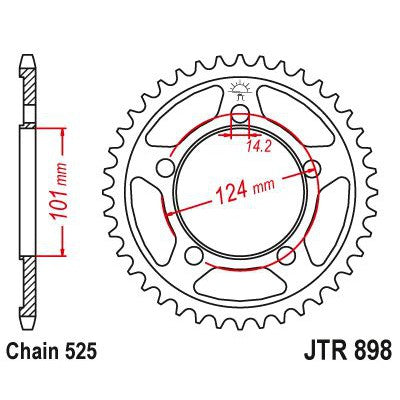 JT Sprockets Rear Steel Sprocket 38 Tooth 38T 525 Chain JTR898.38