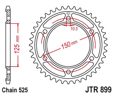 JT Sprockets Rear Steel Sprocket 42 Tooth 42T 525 Chain JTR899.42