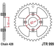JT Sprockets Rear Steel Sprocket 42 Tooth 42T 428 Chain For Honda XL100S 1981-1985 JTR999.42