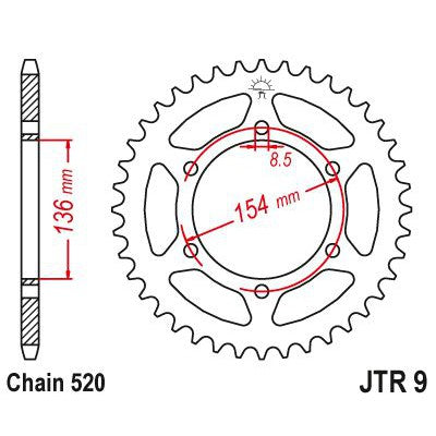 JT Sprockets Rear Steel Sprocket 47 Tooth 47T 520 Chain JTR9.47