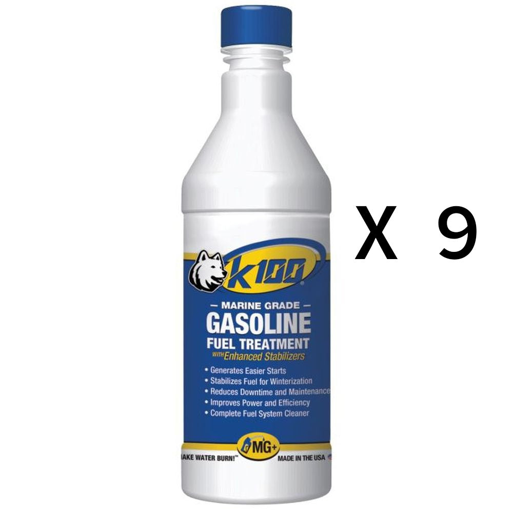 K100 All In One Marine Gas Treatment And Stabilizer Fluid 32oz Pack of 9