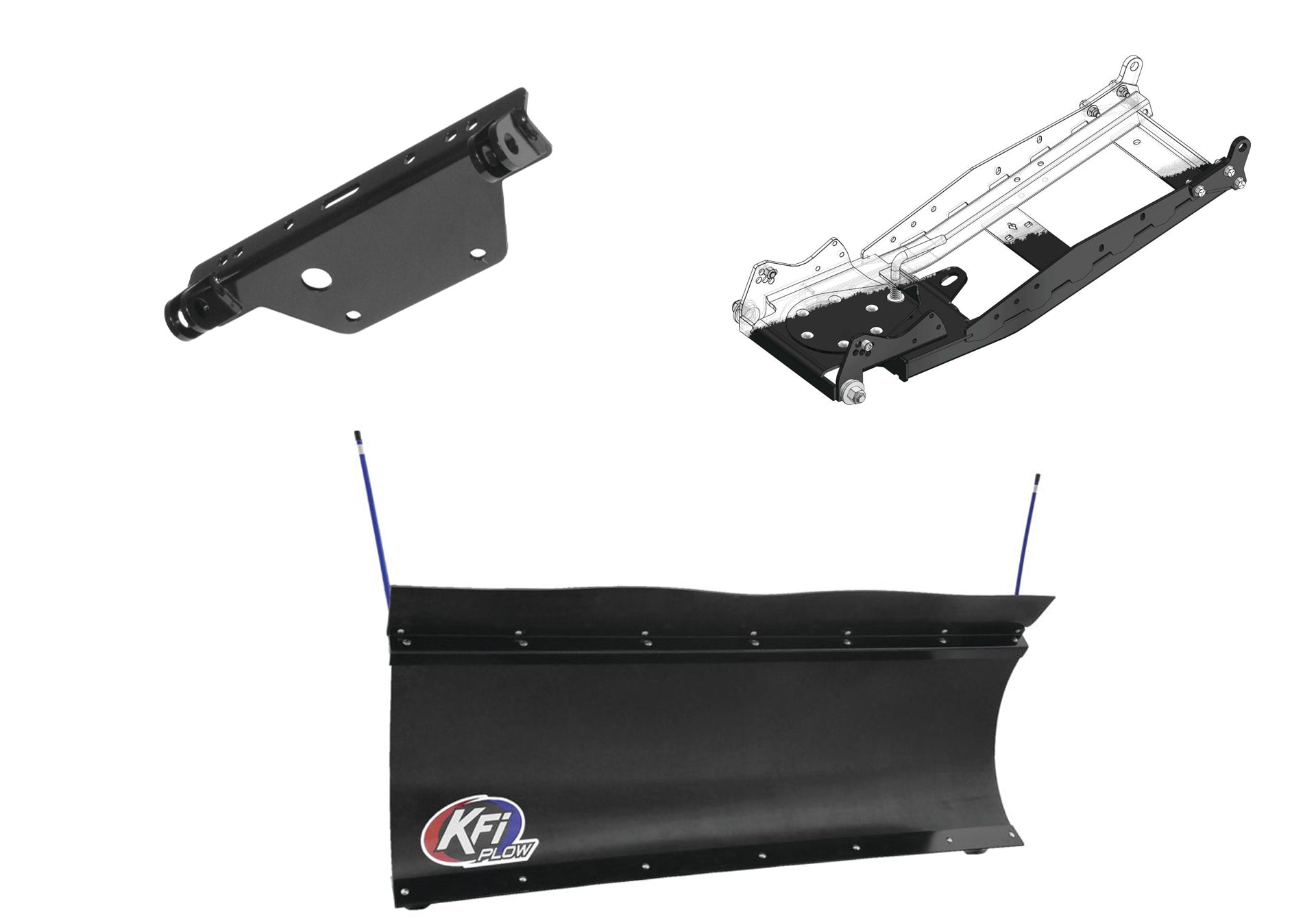 KFI UTV Snow Plow Kit With Glacier Adapter For Kawasaki Mule 4000 KAF620P 2x4 2009-2024