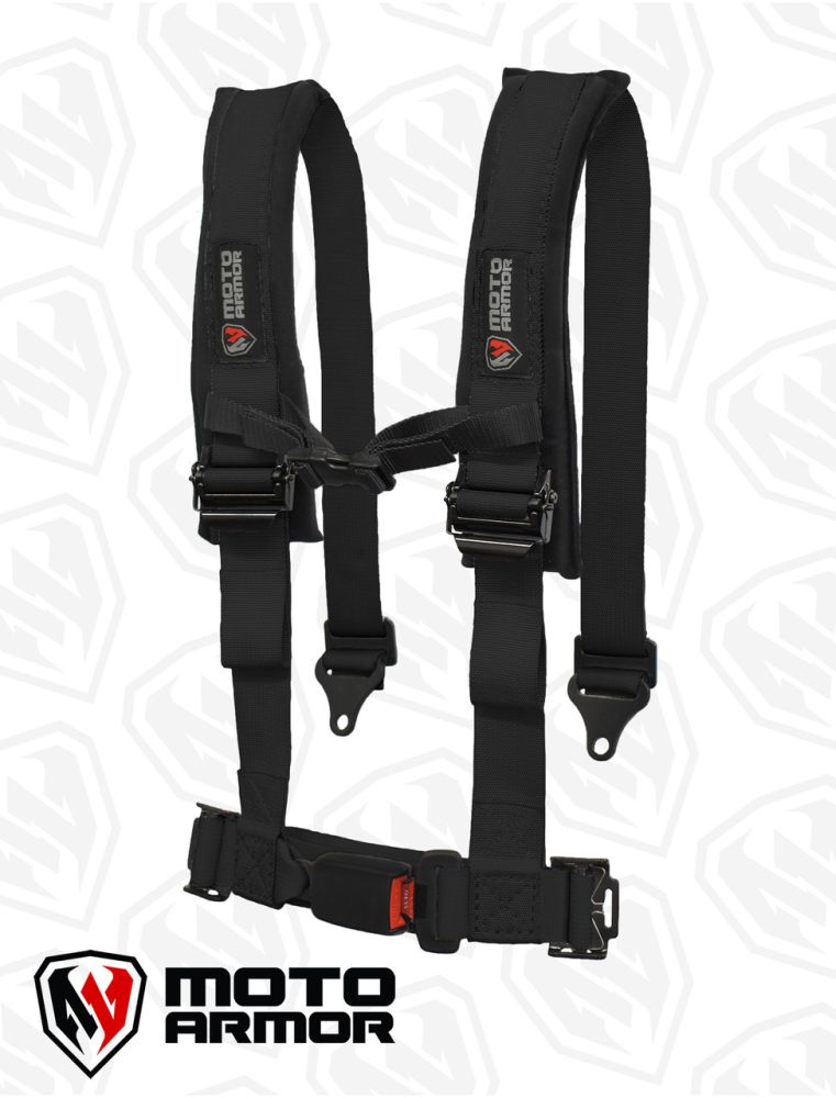 Moto Armor Black Four Point Harness With OEM Style Latch MA-HRN-OEM-BLK