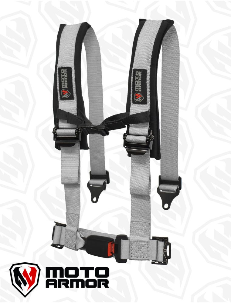 Moto Armor Gray Four Point Harness With OEM Style Latch MA-HRN-OEM-GRY