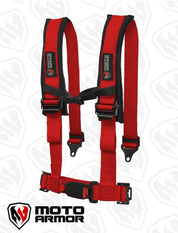 Moto Armor Red Four Point Harness With OEM Style Latch MA-HRN-OEM-RED