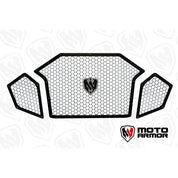 Moto Armor Complete Front Grill Set Black Trim Raw Mesh