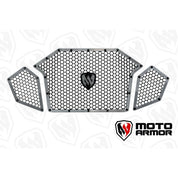 Moto Armor Complete Front Grill Set Raw Trim Black Mesh