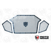 Moto Armor Complete Front Grill Set Raw Trim Raw Mesh