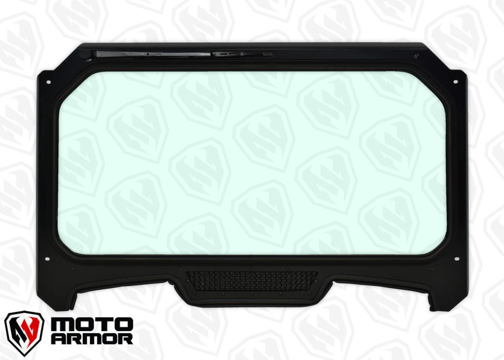 Moto Armor Full Glass Windshield Black Frame Black Mesh MA-RZ19-WS-GLS-BLK-B-Y