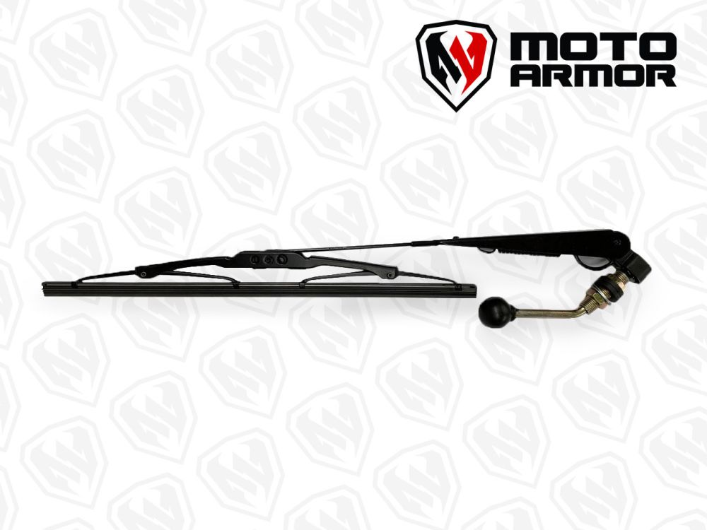 Moto Armor Full Glass Windshield Black Frame Black Mesh MA-RZ19-WS-GLS-BLK-B-Y