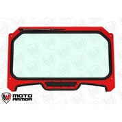 Moto Armor Full Glass Windshield Red Frame Black Mesh MA-RZ19-WS-GLS-RED-B-Y