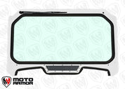 Moto Armor Full Glass Windshield White Frame Chrome Mesh MA-RZ19-WS-GLS-WHT-C-Y